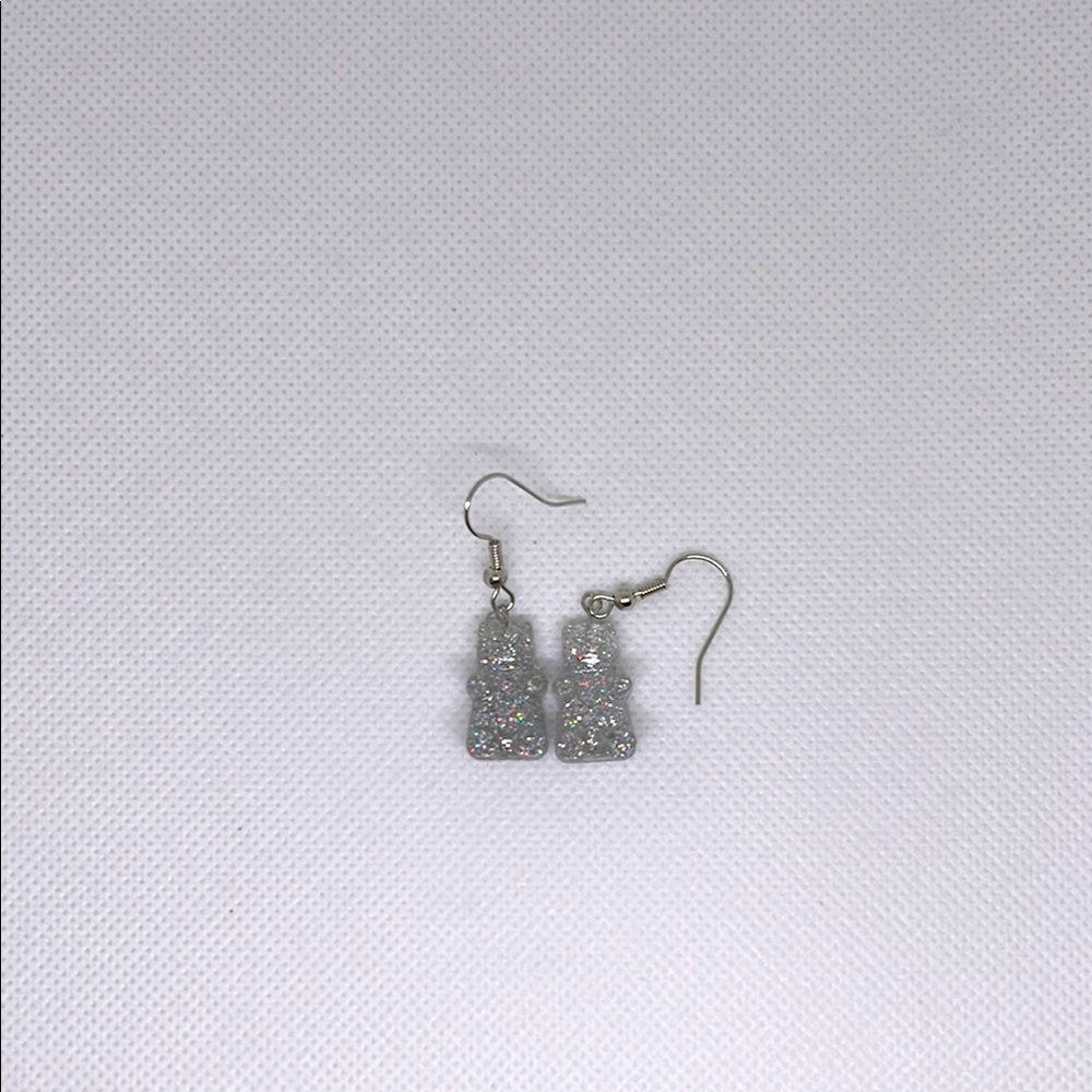Sliver glitter gummy bear earrings